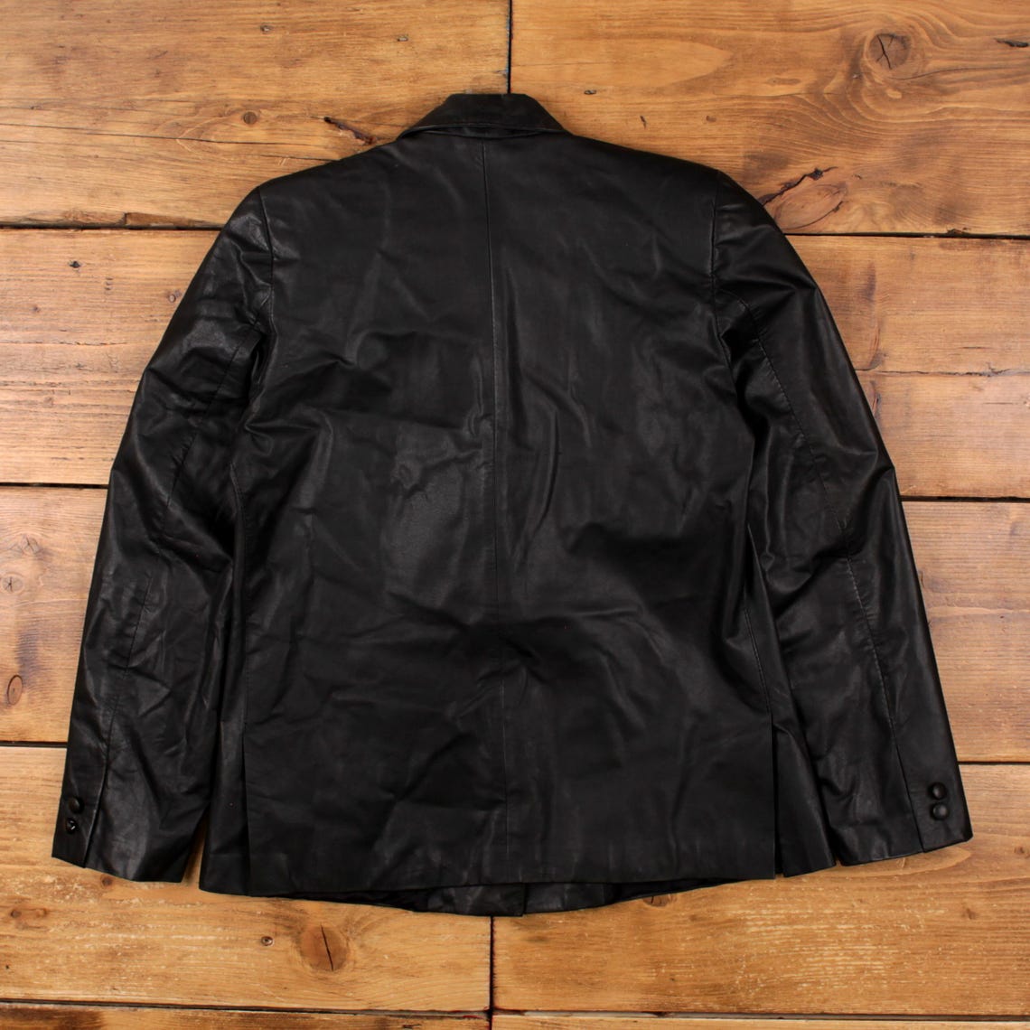 Vintage Blazer Jacket S Faux Leather Black Womens, foto 2 di 5