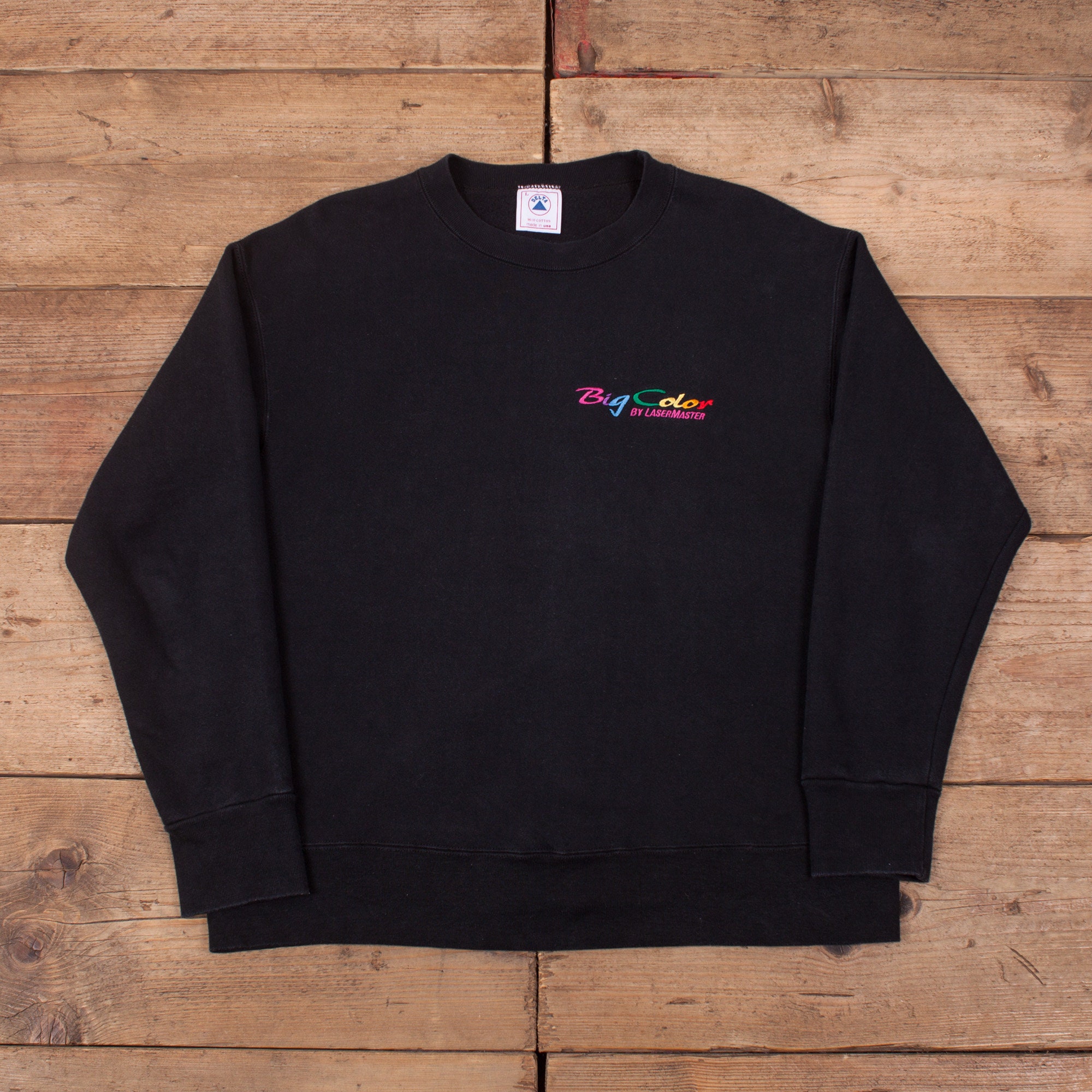 Image of Mens Vintage 90S Delta Black Heavyweight Graphic Sweatshirt Usa L 42" R19258