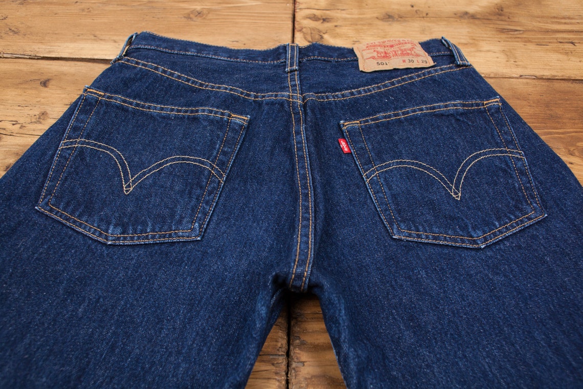 Vintage Levis Levi 501 Dark Blue Cut Off Denim Shorts 29 | Etsy