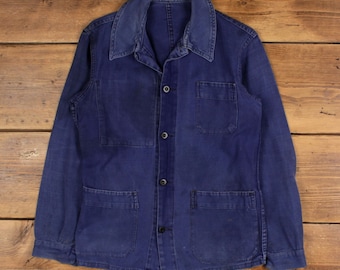 Vintage French Workwear Jacket S Le Mont Saint-michel 50s Faded