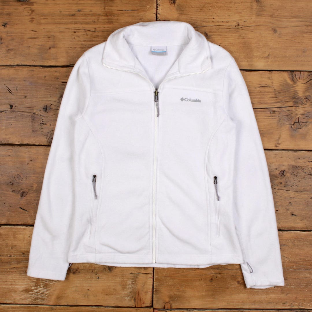 Vintage Columbia Fleece Jacket M Womens 00s White Full Zip Hoodie 