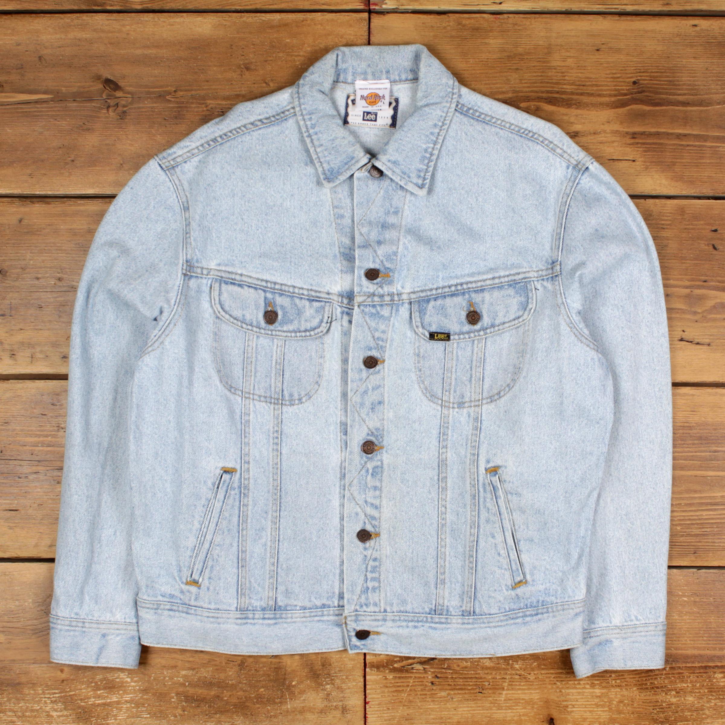 Vintage Lee Trucker Jacket L 90s Hard Rock Cafe USA Made Blue - Etsy