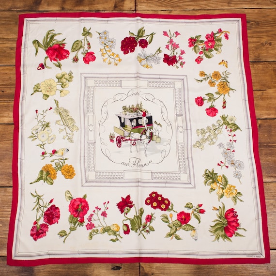 Vintage Hermes Silk Scarf Carre Quai Aux Fleurs Hugo Grygkar 