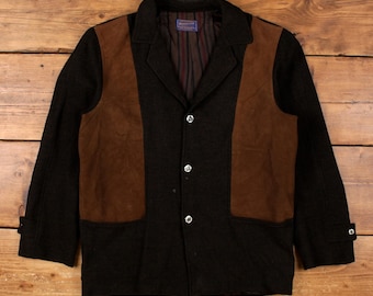 Kurtka zamszowa Vintage Pendleton M męska z lat 50. w kolorze brązowym z wełnianym panelem, Heritage Field