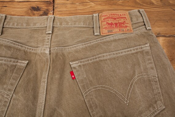Vintage Levis 501 Jeans 38 X 32 Khaki Green Straight Leg Denim | Etsy