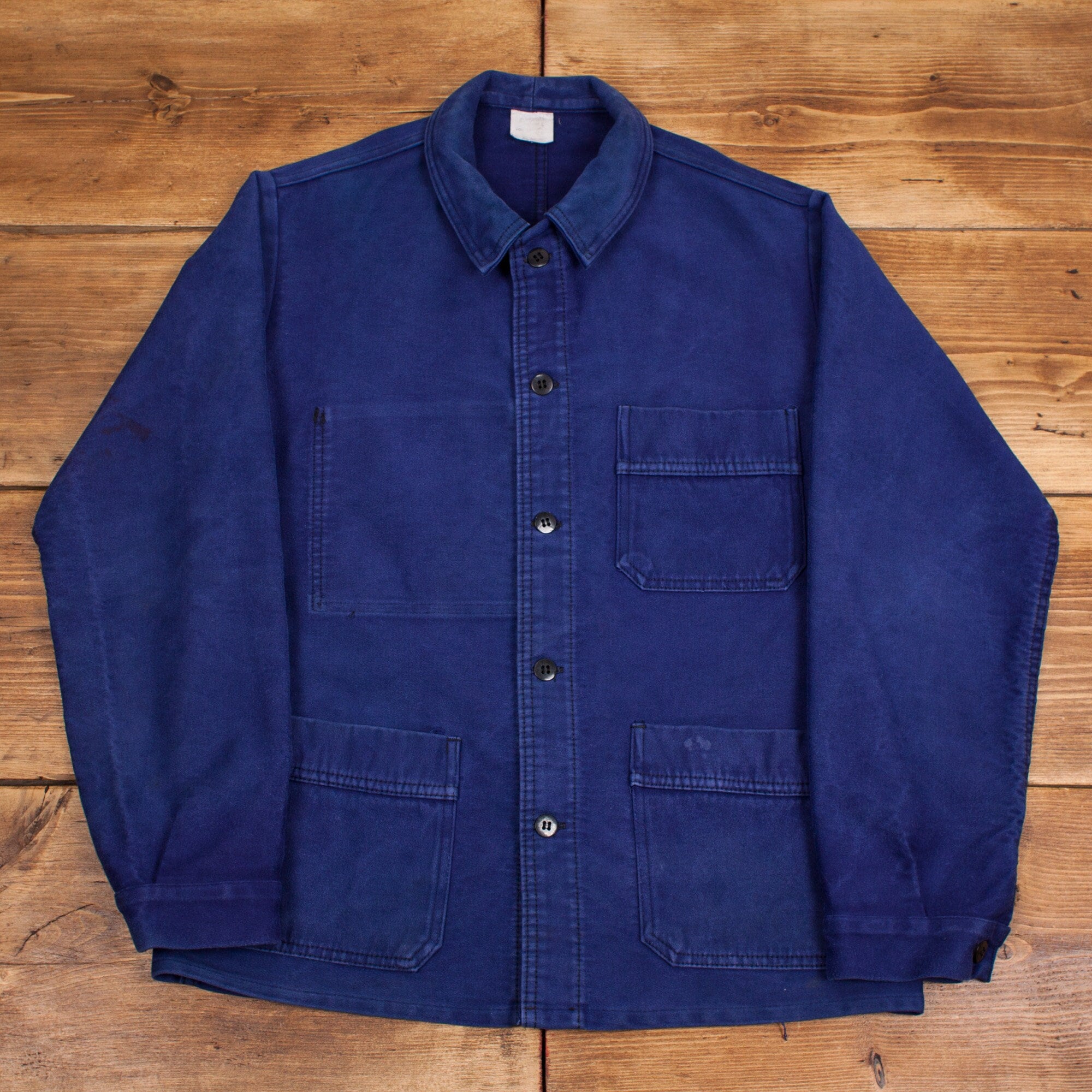 Vintage French Workwear Jacket Medium Moleskin Chore Cotton