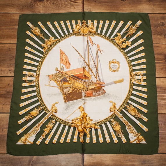 Vintage Hermes Silk Scarf Carre La Marine a Rames Ledoux Rybal