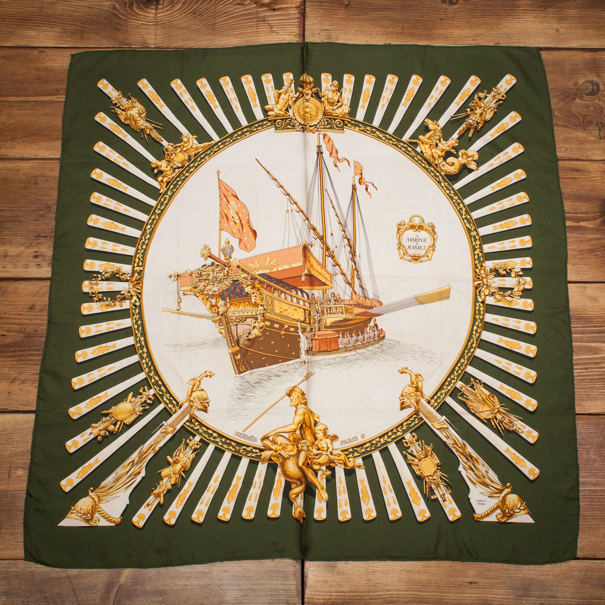 Vintage Hermes Silk Scarf Carre La Marine a Rames Ledoux