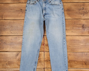 vintage Levis 550 Jeans 35 x 31 Stonewash Tapered Blue Red Tab Denim