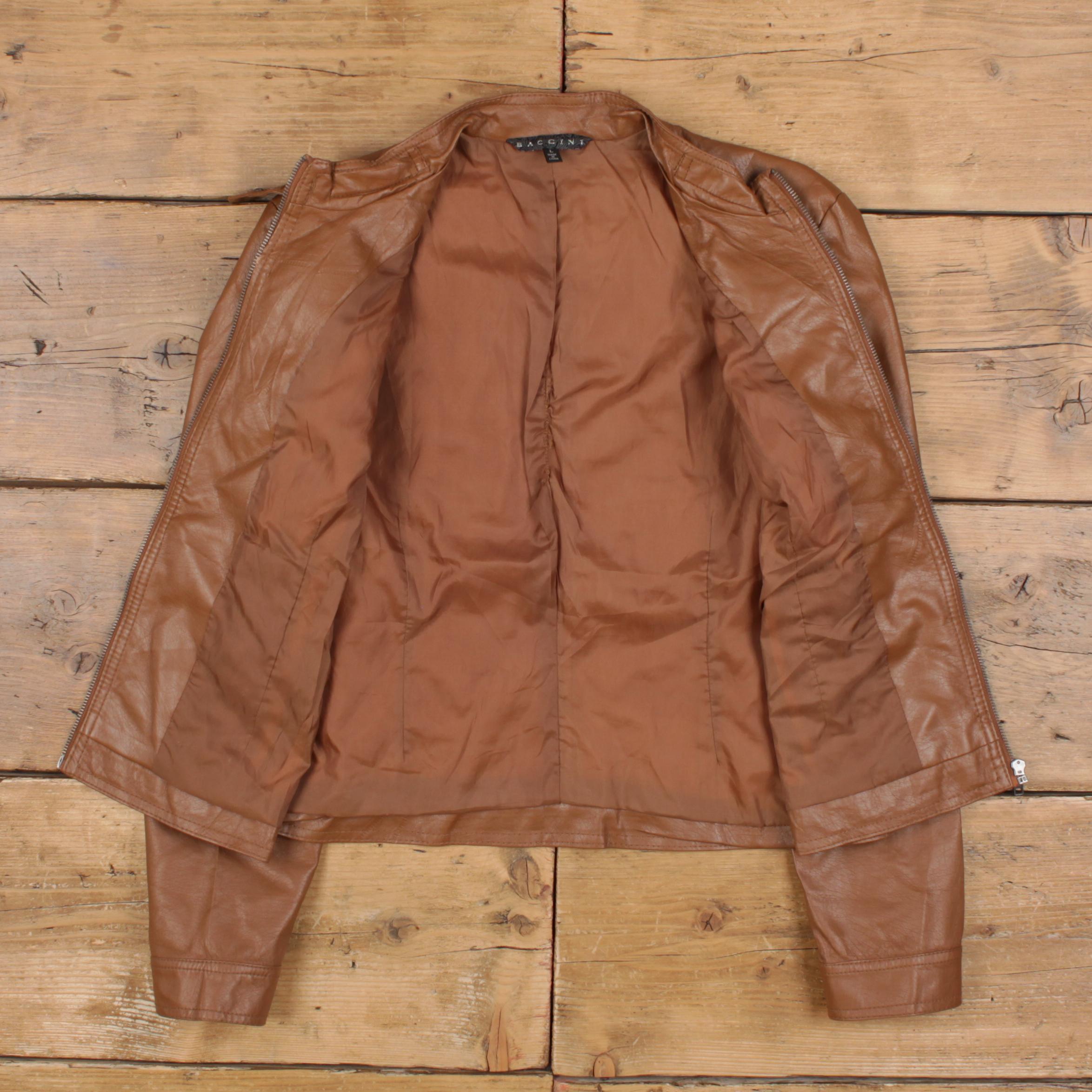 baccini brown leather jacket