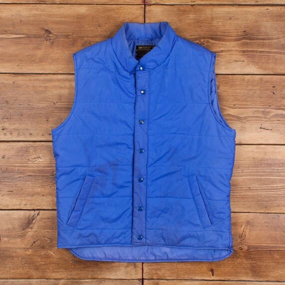 Gilet Rembourré Vintage Années 90 – Homme – Bleu – Taille L – Léger