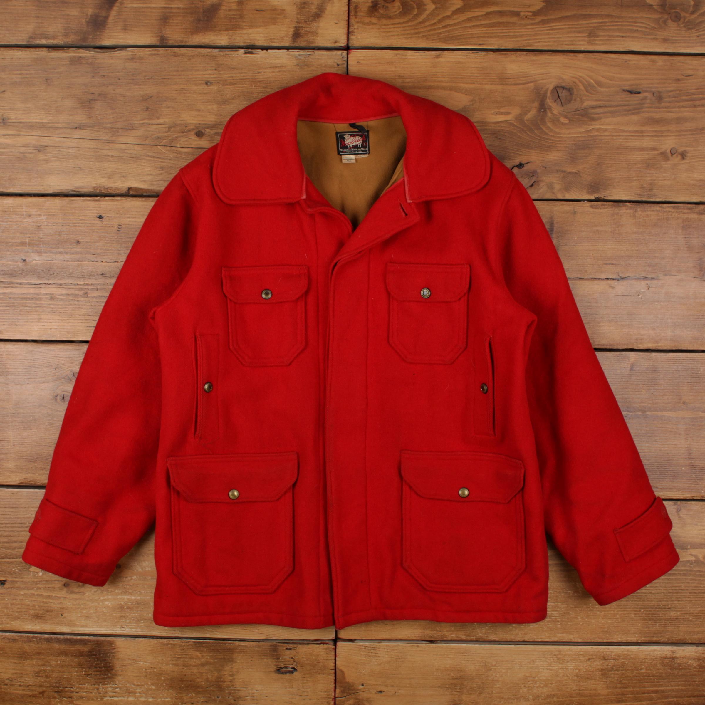 Vintage Woolrich Jacket 42 L Mens 50s Red USA Made Wool Lined