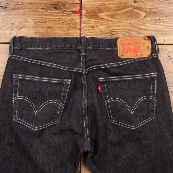 Vintage Levis 501 Jeans 34 x 30 Dark Wash Straight Bl… Gem