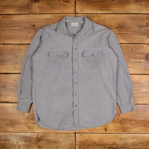 Vintage L.L.Bean Chamois Shirt Button L USA Made Tall Mens Long Sleeve Grey