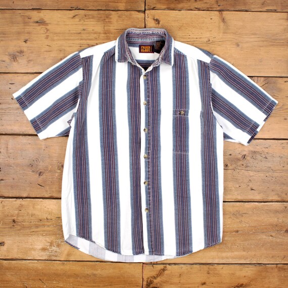 Faded Glory Mens Shirt Blue Striped M