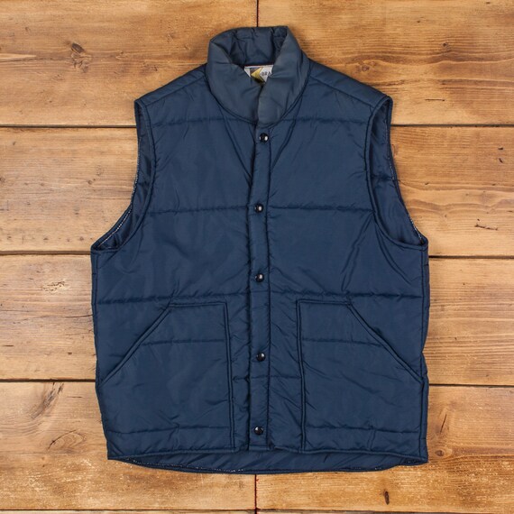 Vintage K-brand Puffer Gilet L 80s Vest Gilet USA Made Blue