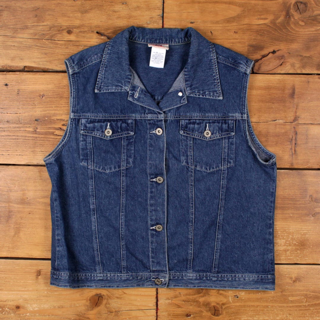 Faded Glory Denim Vest XL Womens 00s Blue Trucker Casual Western
