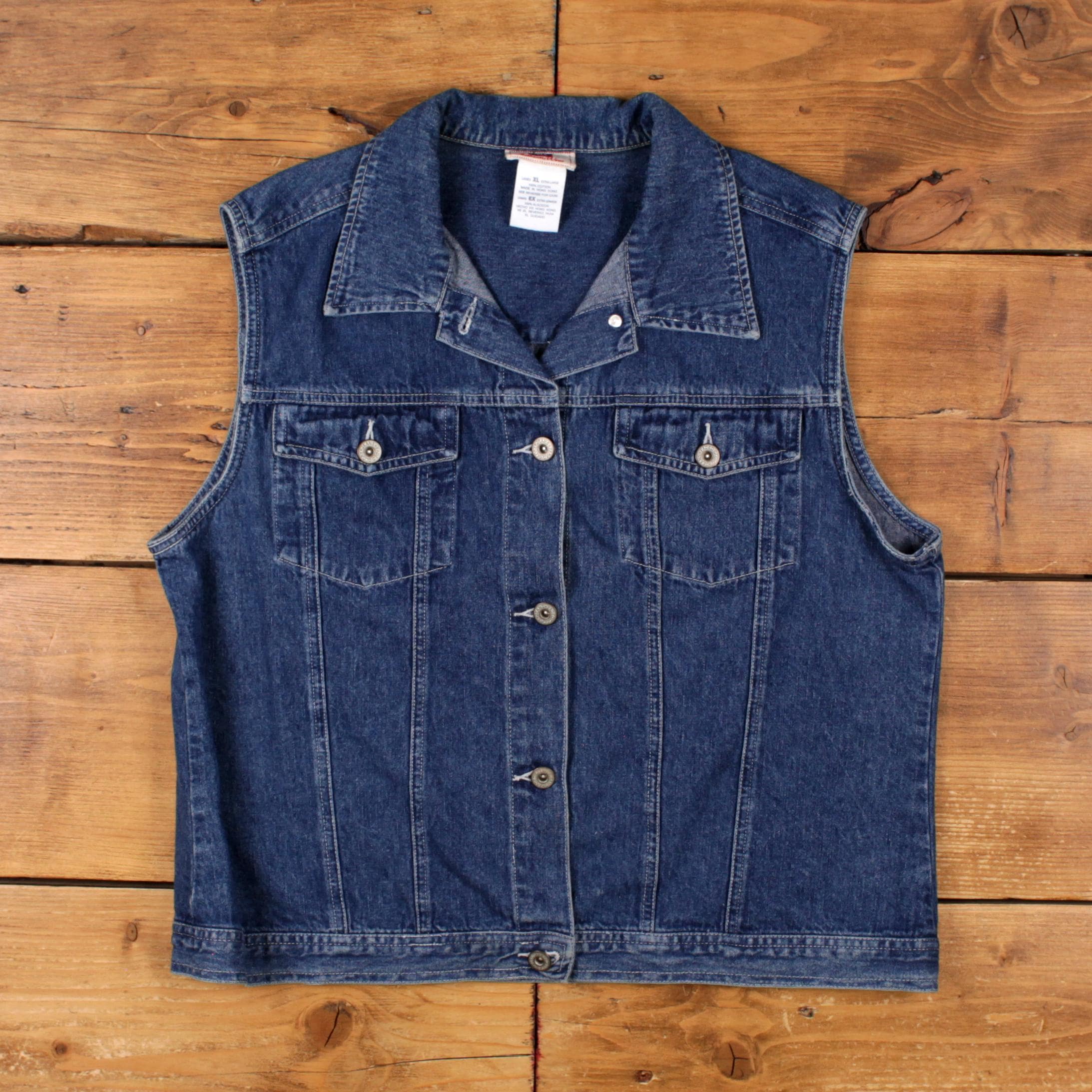 Faded Glory Denim Vest XL Womens 00s Blue Trucker Casual Western