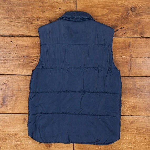 Vintage Men's Store Puffer Gilet M 80s Vest Blue Snap - Gem