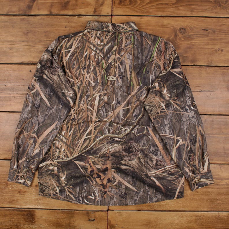 Drake Real Tree Shirt XL Mens Button Camo Hunting Pockets Outdoor Gear Brown image 2