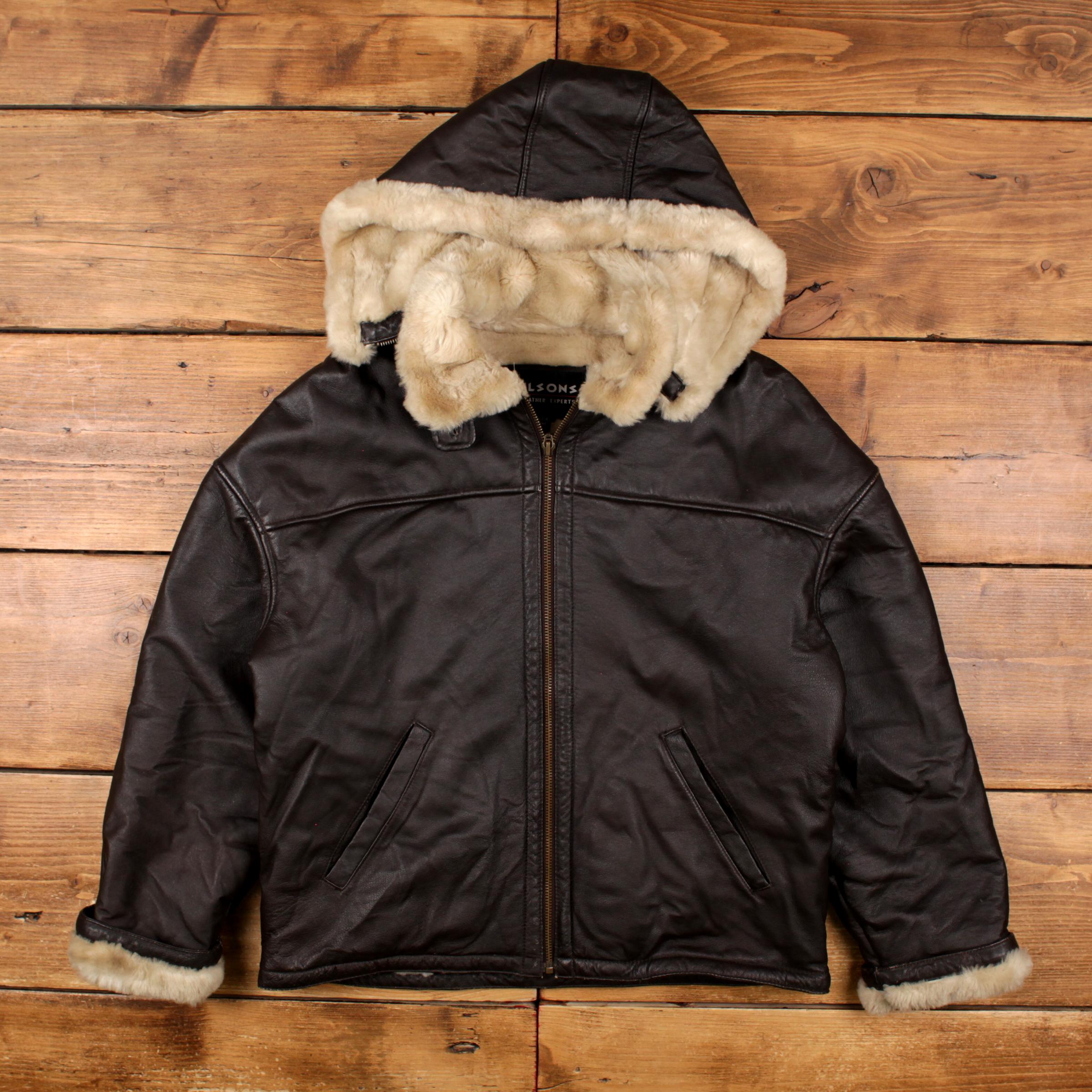 Vintage Wilsons Leather Jacket M 90s Faux Fur Lined Brown - Etsy