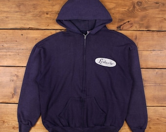 Vintage Jerzees Hoodie Zip Sweatshirt XL Mens 90s Lederle Logo USA Blue