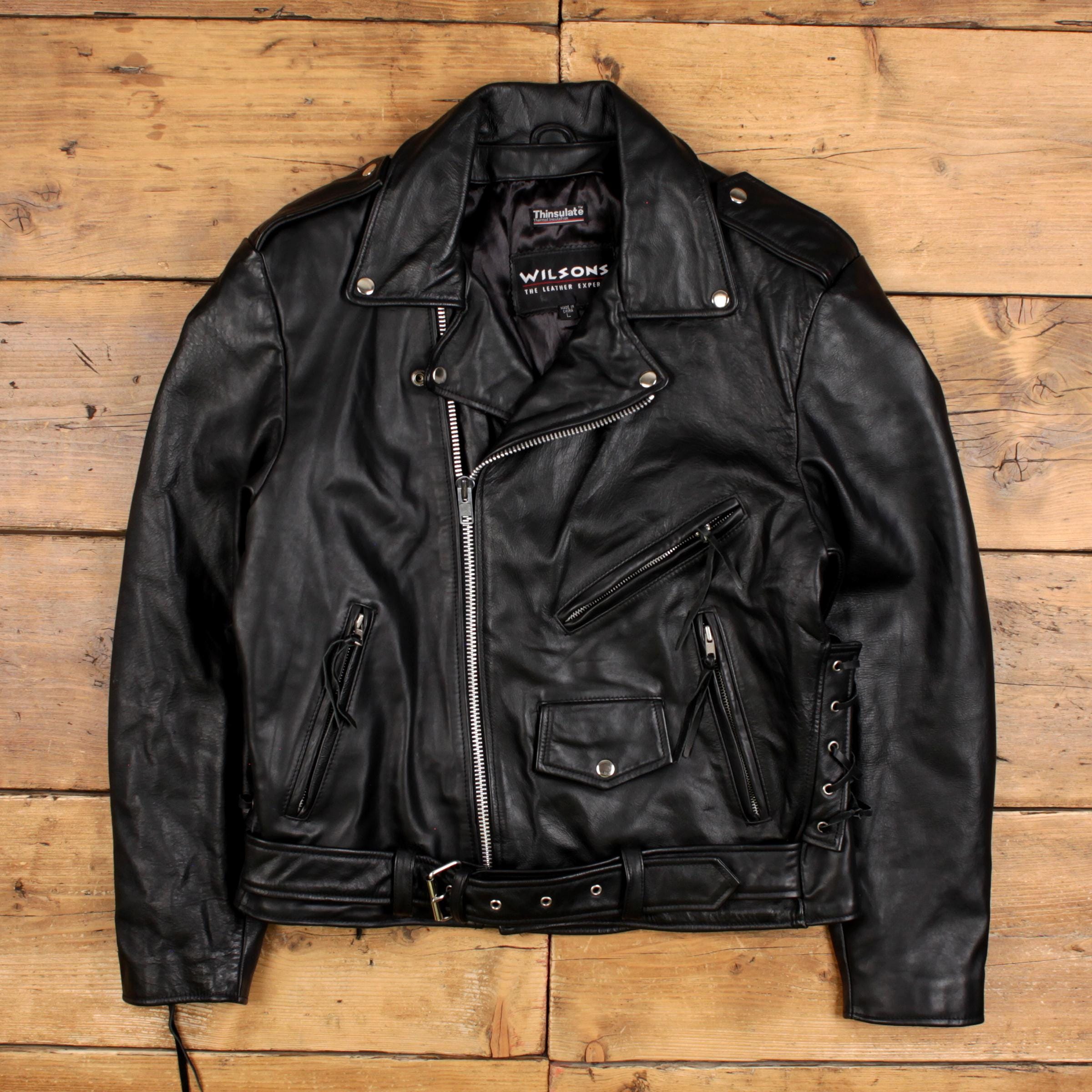 Vintage Wilsons Leather Jacket L Biker Motocycle Black - Etsy Canada