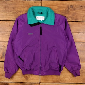 Vintage Columbia Outdoor Jacket L 90s Fleece Lined Purple