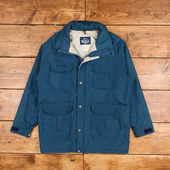 Woolrich made in USA ハリントンジャケット XL Vintage Woolrich Parka Jacket XL 80s USA Made Blue Zip Snap