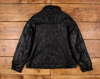 Vintage Members Only Leather Jacket XL 90s Bomber Black - Etsy