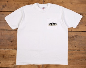 Vintage Fruit of the Loom Single Stitch T Shirt Graphic XL 90s USA Made Pocket