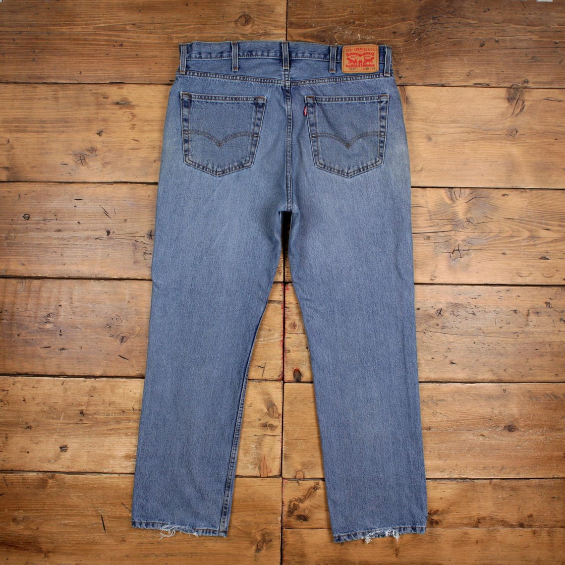 Vintage Levis 516 Jeans 38 x 31 Stonewash Straight Blue Red Tab Denim, foto 2 di 5