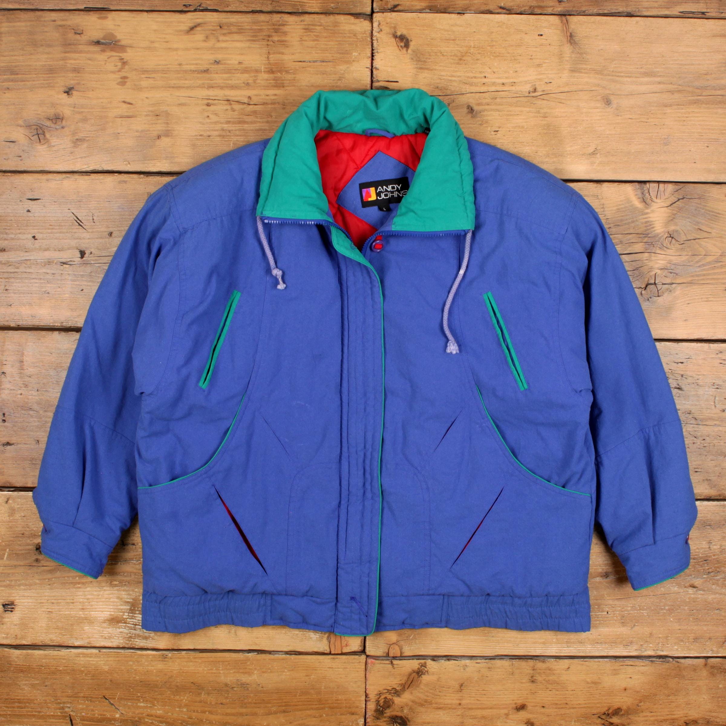 Vintage Andy Johns International Windbreaker Jacket L 90s Blue 