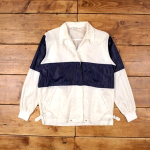 Vintage Izod Windbreaker Jacke M 80s Colourblock Creme