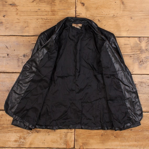 Vintage Mountain Lake Faux Leather Jacket S 90s Blazer Petite