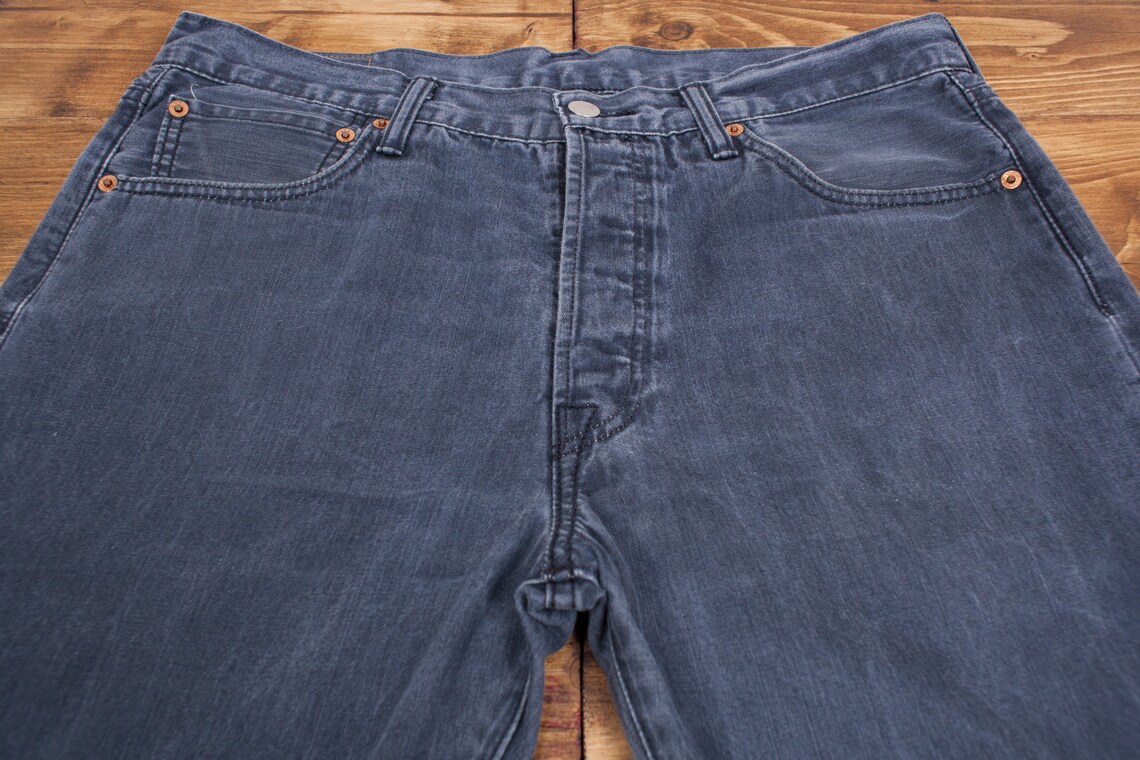 Vintage Levis Levi 501 Dark Grey Straight Leg Denim Jeans 34 x | Etsy