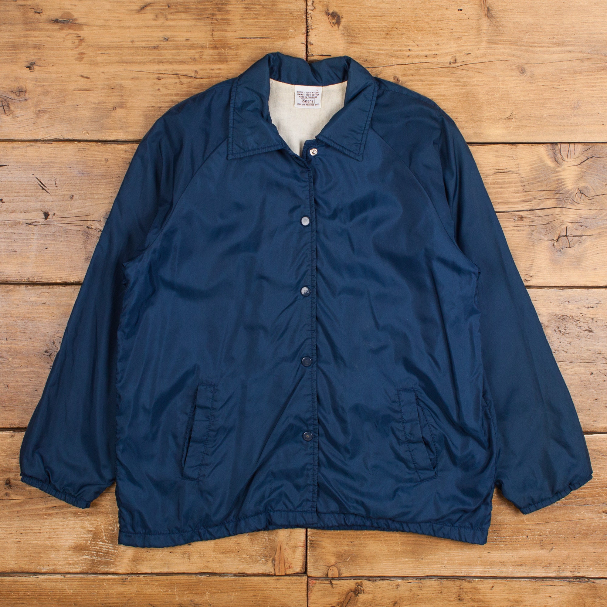 Vintage Sears Coach Jacket L 80s Raglan Blue Womens Snap - Etsy Vintage Sears Coach Jacket L 80s Raglan Blue Womens Snap - Etsy