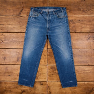 Vintage Levis 505 Jeans 38 x 30 90s Dark Wash Straight Blue Denim