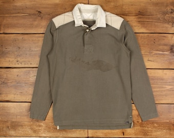 Camiseta de rugby vintage Eddie Bauer, talla M, manga larga, color verde