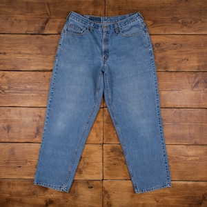 Vintage Levis 535 Jeans 35 x 32 Stonewash Straight Blue Womens Red Tab Denim