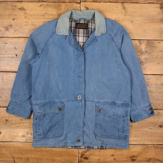Vintage Eddie Bauer Chore Jacket XL Womens 90s Blue Barn Coat 