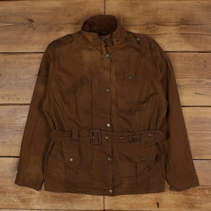 Vintage Barbour Wax Jacket L Flyweight Amelia Belted Brown Womens