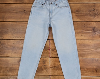 vintage Levis 555 Jeans 31 x 30 années 90 délavé clair droites bleu rouge onglet denim