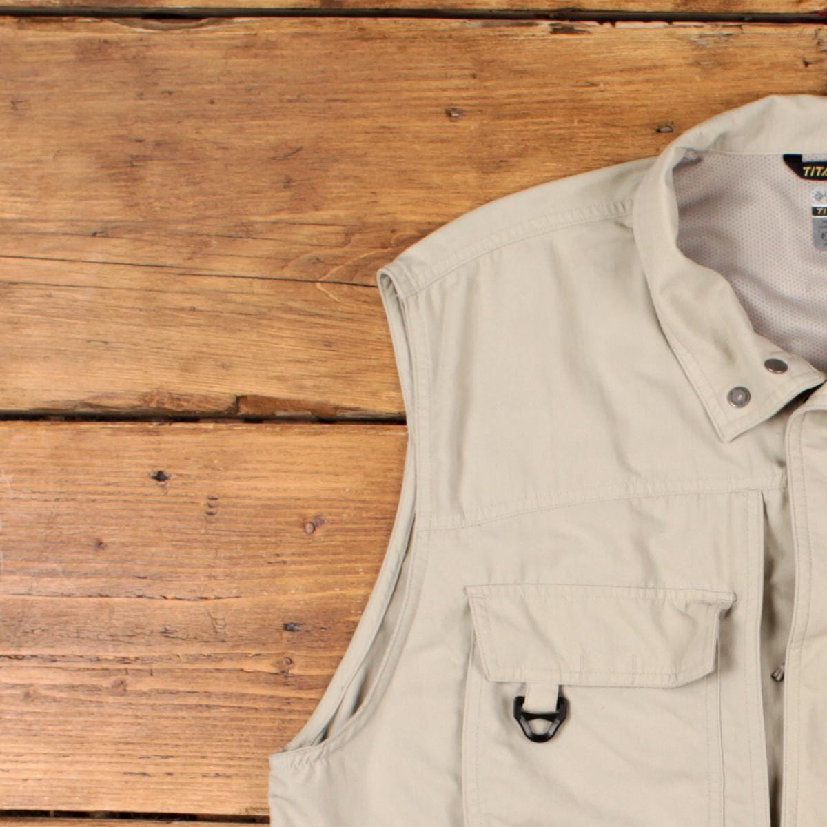 Gilet Vintage Columbia Pêche à La Mouche - Taille S, Beige, Maille Nylon, Sans Manches, USA