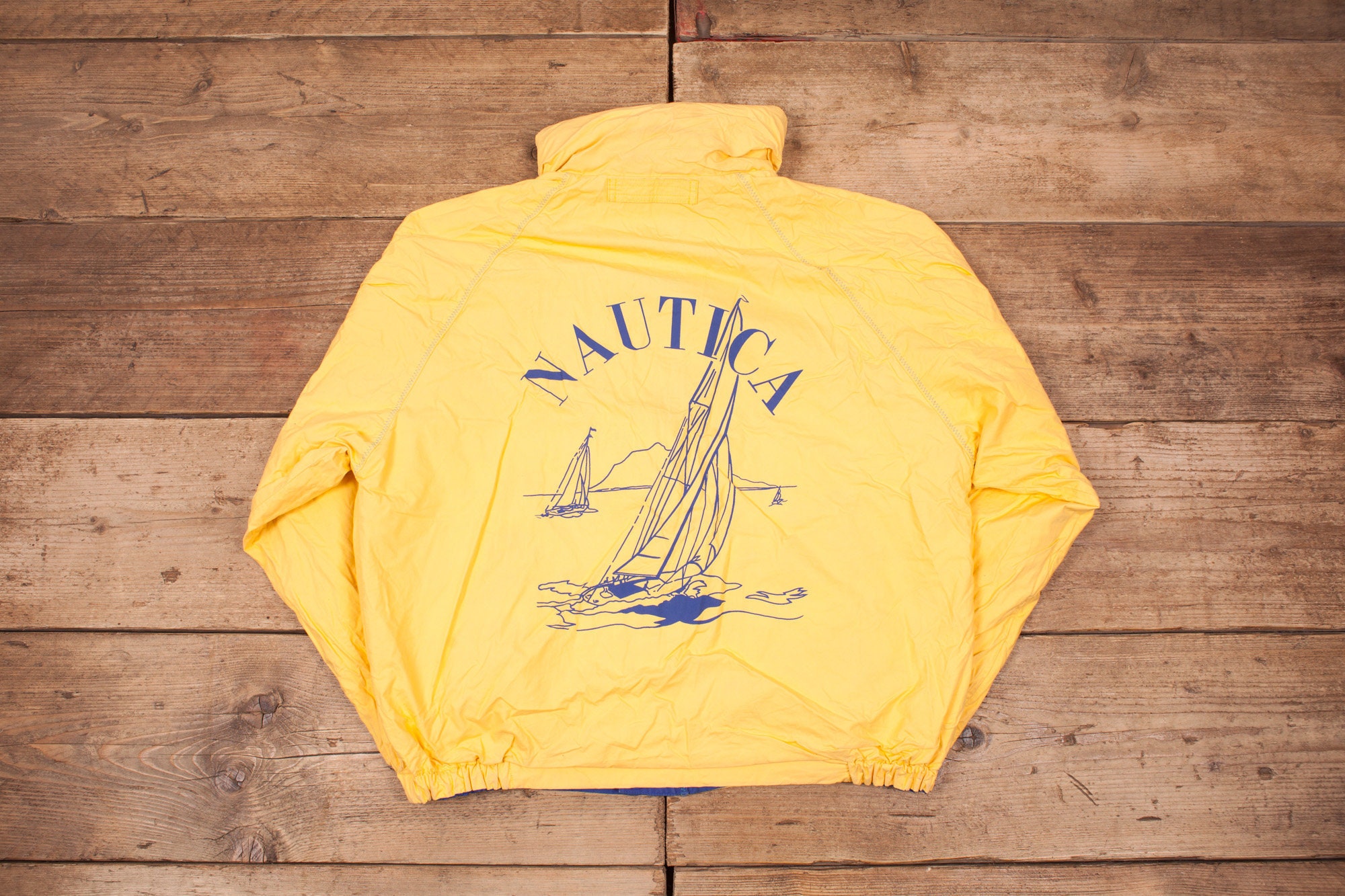 Vintage Nautica Sailing Jacket XL Hooded Cotton Windbreaker R14076