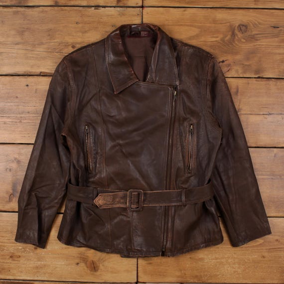 Vintage Northern Style Leather Jacket L 90s Brown Womens - Etsy Israel