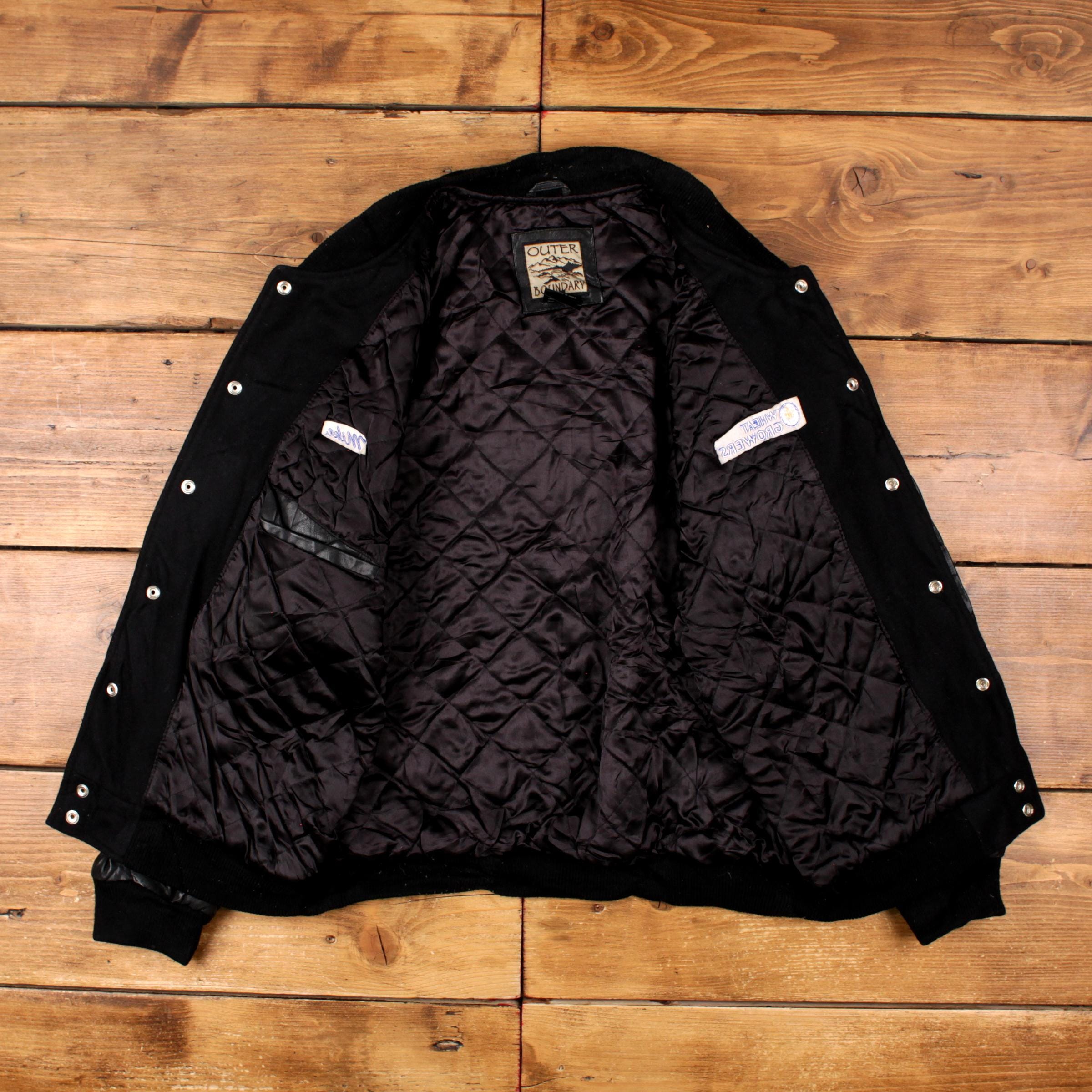 Vintage Outer Boundary Varsity Jacket L 90s Bomber Leather