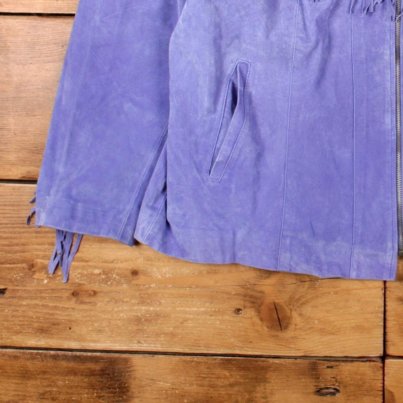 Vintage The Quacker Factory Leather Jacket 2XL Western Suede Fringed Purple image 7