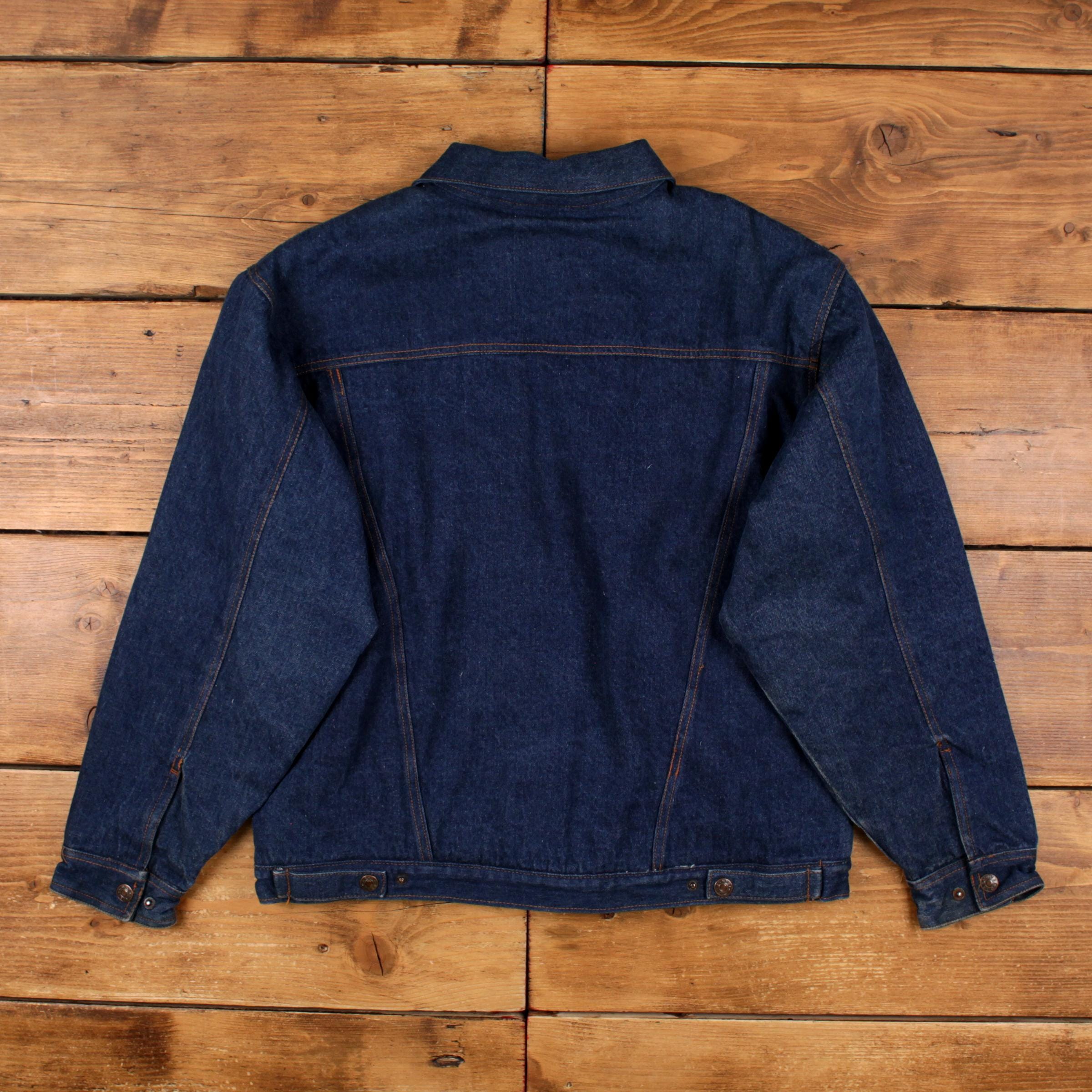 Vintage Haband Denim Jacket M 90s Duke Jeans Sherpa Lined Trucker