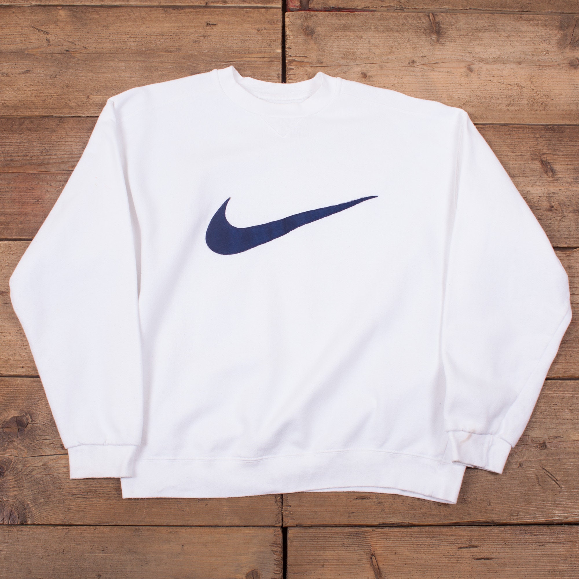 Vintage Big Swoosh L 90s White Logo Crew - Etsy